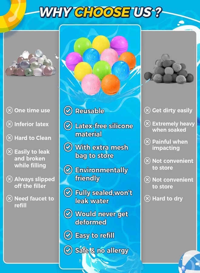 Tlitlimom 16Pcs Reusable Water Bomb Balloons, Pool Beach Toys for Kids ages 3-12, Summer Toy Water Toy for and Girls, Outdoor Activities Water Games Toys Self Sealing Water Splash Ball for Fun - Image 5
